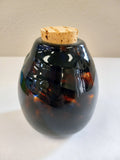 Handcrafted Amber & Blue Glass Jar